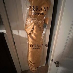 Terani Couture Golden Embellished Dress